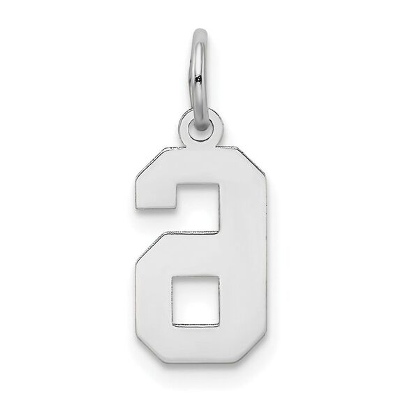 14k White Gold, Jersey Collection, Small Number 6 Pendant - Picture 3 of 6